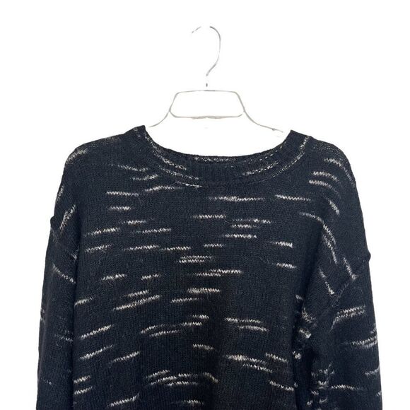 Max Studio Black Marled Knit Long Sleeve Pullover Sweater - Picture 4 of 8